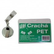 Crachá Retrátil Horizontal em Pet c/ Clip Plástico